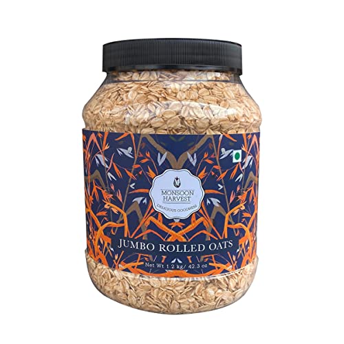 Monsoon Harvest Jumbo Rolled Oats 1.2KG, Glutenfree oats for weight