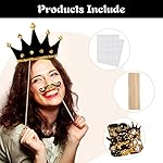 Zonon 24 Pcs Funny Photo Booth Props:Valentine's Day, Mardi Gras, Easter, Family Reunion, Class Reunion, Birthday, Weddings, Prom Disco Party Supplies - Mix of Hats, Lipstick, Tie(Golden) - Image 2