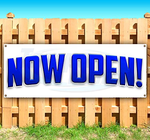 Now Open Banner 13 oz | Non-Fabric | Heavy-Duty Vinyl Single-Sided With Metal Grommets