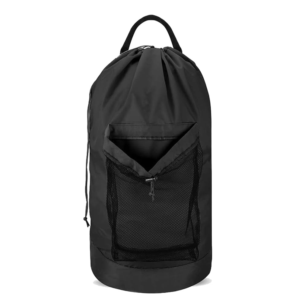 CTRLZS Laundry Bag with Shoulder Straps and Mesh Pocket Laundry Backpack Large Portable Laundry Hamper for College Laundromat
