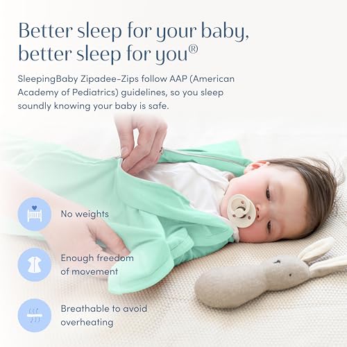 Image of SleepingBaby Zipadee-Zip Transition Swaddle - Cozy Baby Swaddle Blanket with Zipper Convenience - Roomy Wearable Blanket for Easy Diaper Changes - Classic Mint, Small (4-8 Month)