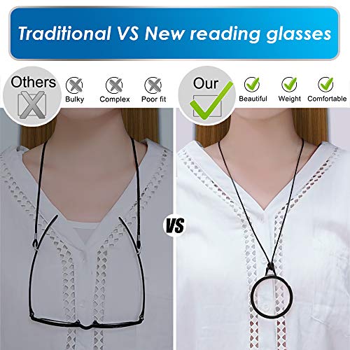 TERAISE Necklace Reading Glasses Novel Pendant Readers Lightweight Portable Anti-loss Reading Glasses with Exquisite Metal Case for Women and Men(3.0X) - Image 4