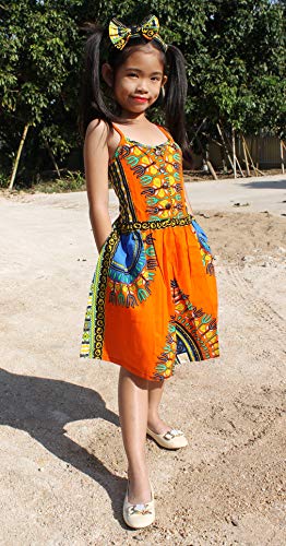 RaanPahMuang Light Cotton Dashiki Africa Childrens Angel Spaghetti Sac Bow Outfit2