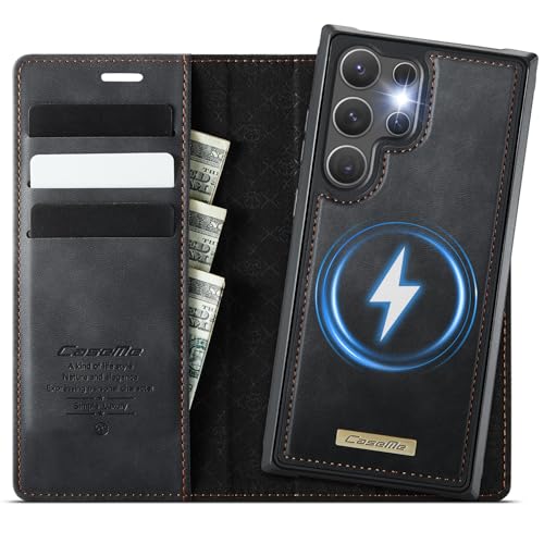 Coverilo Hülle für Samsung Galaxy S24 Ultra 5G, Abnehmbar 2-in-1 Magnetische Premium PU Leder Handyhülle Kabelloses Lade...