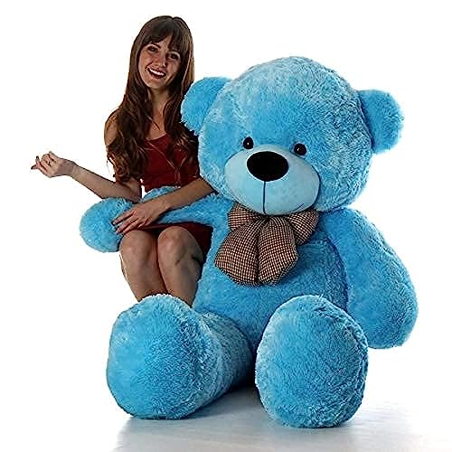 Image of Giant Plush Teddy Bear - Soft, Cuddly Plush Toy for Valentine's Day, Birthdays, Anniversaries for Kids, Girls, & Loved Ones 36 Inch Stuffed Animal Toy - Soft Blue Bear 90cm