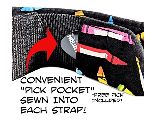 Panda Guitar Strap -Cute Genuine Leather Ends, Includes 2 Strap Locks & 1 Pick. Adjustable Strap, For Bass, Electric & Acoustic Guitars Gift For Guitar Players Men, Women & Kids #TOP4