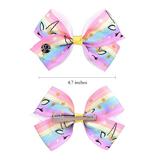 12Pcs/Set Kalolary Hair Bows Alligator Clips For Girls Gift, 5 Inches Unicorn Grosgrain Ribbon Hair Barrettes Accessories, Valentine's Day Ideal Gift For Toddler Girls #TOP4