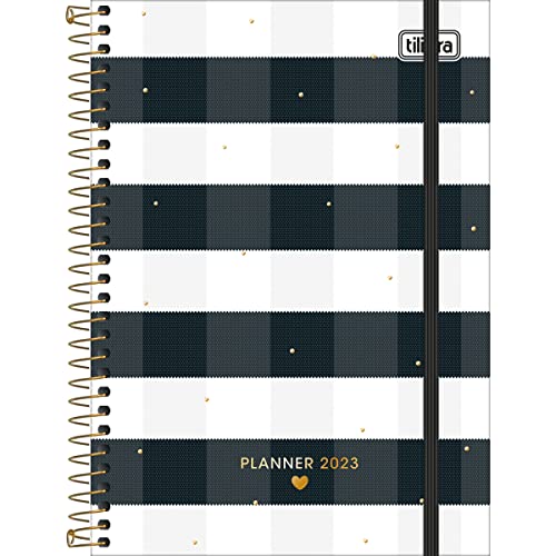Planner Espiral 12,9 x 18,8 cm West Village 2023 - Xadrex Preto e Branco - Tilibra, Modelo: 622541