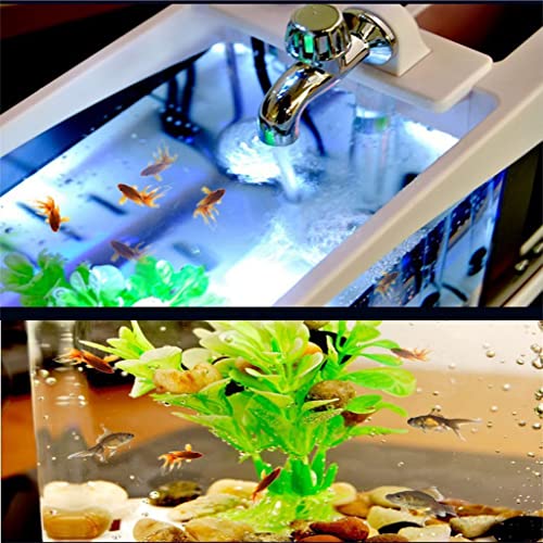 YWSZJ Acquario USB Mini Aquarium Creative Fish Jar con pompa dell'acqua GUIDATO Light Lamp Desktop Calendario Doning Clock Aquariums Bowl (Color : Black, Size : 14.5 * 13 * 9.2cm) - Image 5