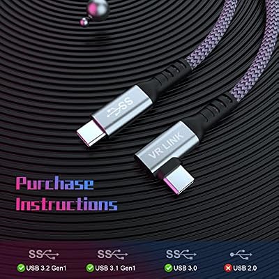 Replacement Link Cable for Quest 2 Cord Compatible with Meta/Oculus Quest 3S/Quest 3/Quest 2/Pro/Pico 4 Accessories, Nylon Braided USB Data Transfer Type C Cable for PC Steam VR Headset 16FT
