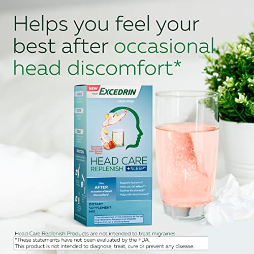 Head Care Replenish Plus Sleep From Excedrin With Electrolytes, L-Theanine, Ginger And Melatonin, Dietary Supplement For Head Health Support - 24 Packets #TOP1