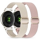 Elastic Nylon Bands Compatible with Garmin Lily 2, 14mm Stretchy Nylon 2 Pack Soft Loop Straps Quick Release Replacement Adjustable Wristband for Lily 2 Classic/Active Smart Watch Accessory for Women