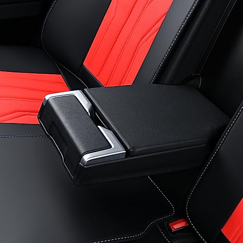 Image of FLORICH Seat Covers for Cars, Waterproof Seat Covers, Leather Car Seat Covers 2 Pack, Universal Seat Cushion Protector for Most Cars Trucks SUV-Black&Red
