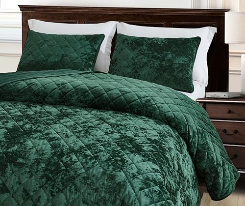 Edredón de terciopelo verde bosque para renovar tu ropa de cama este invierno con calidez 4