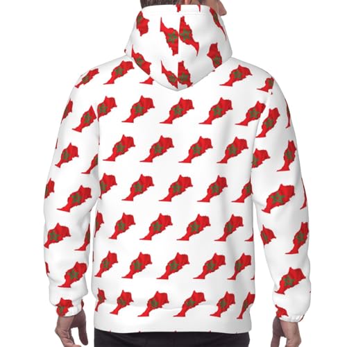 Sweat Maroc homme à capuche chaud pull imprimé carte géographique