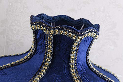 Ymkycun Victorian Style Table Lamp Blue Fabric Lampshade Hand-Made Antique Varnished Resin Lampbody Small Lamp For Living Room Bedroom,13 In W thumb #5