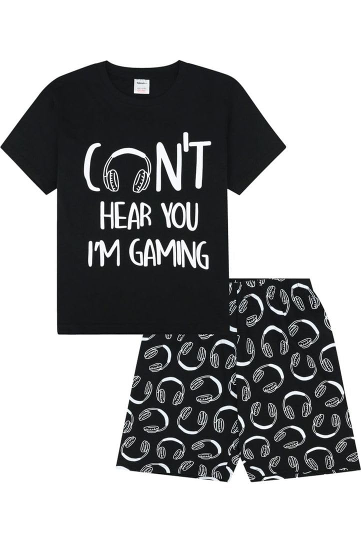 ThePyjamaFactory Chicos Can't Hear You I'm Gaming algodón Corto Pijamas