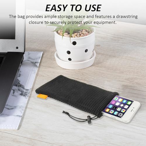 KSBBHDS 2 Stück Nylon-Netztaschen, Handytaschen, Kordelzugtaschen, atmungsaktive Netztaschen, Kordelzug-Aufbewahrungstaschen, geeignet für Mobiltelefone, Brillen, Kopfhörer usw. (Schwarz, Grau)