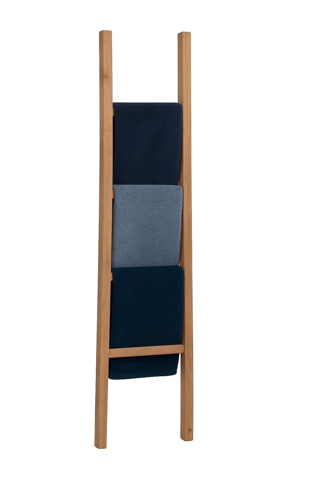 Biscottini Drabinka dekoracyjna z naturalnego drewna 148 x 34 x 4 cm - wieszak na ręczniki, wieszak na pledy - drabinka do wieszania ręczników salon i sypialnia - metalowy wieszak na ręczniki ścienny