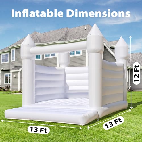 White Bounce House, Oxford Fabric Bounce House for Kids,Castle with Blower,Perfect for Kids, Family, Wedding (13x13x12FT, Weddings) - Image 3