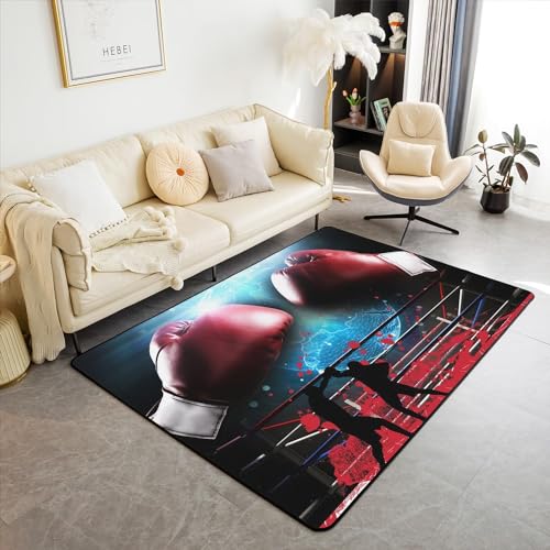 Tapis de salon 3D gants de boxe avec support en caoutchouc stable