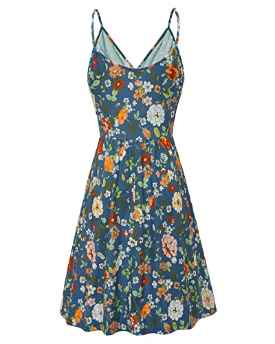 Image of STYLEWORD Womens Sundress Summer Floral Wrap V Neck Backless A-Line Casual Beach Midi Dress