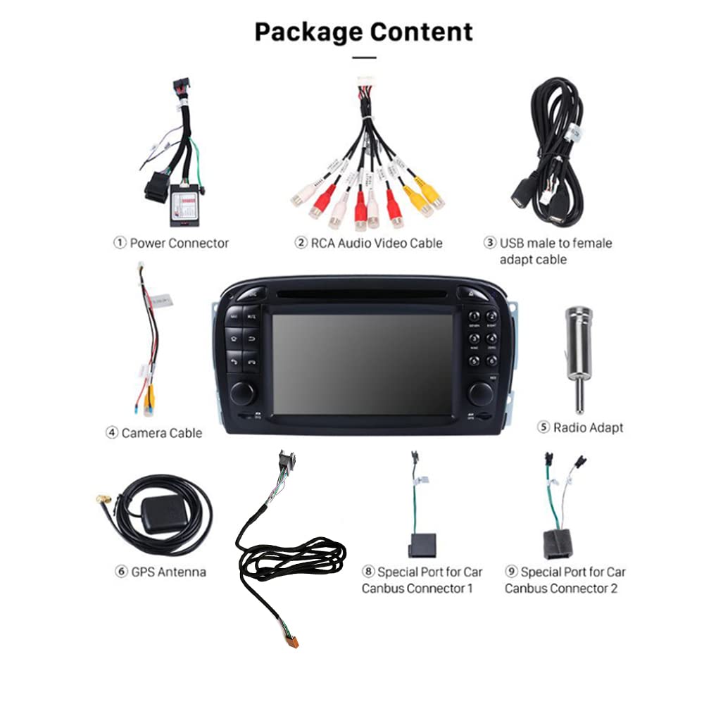 Kompatybilny z: Mercedes Benz SL R230 z systemem dźwiękowym Bose 7" ekran dotykowy Android radio samochodowe GPS Navigation CarPlay