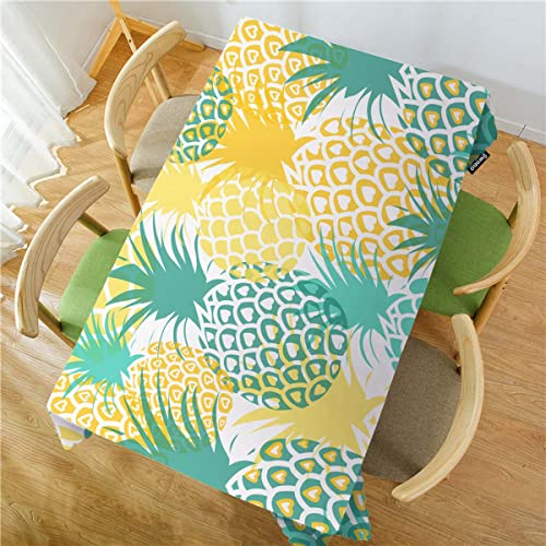 Swono Pineapples Tablecloth Abstract Yellow Green Pineapples Decorative Table Cover Dinner Table Cloth For Kitchen, Party Banquet And Holiday Tablecloth, 52X70 Inch(4-6 Seats) #TOP1