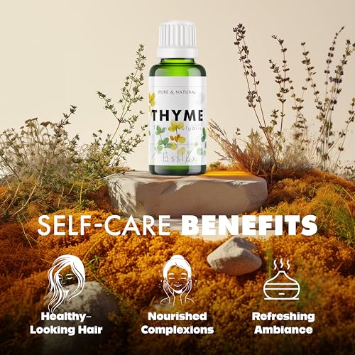 Image of Esslux Thyme Essential Oil 100% Pure Therapeutic Grade Thyme Essential Oils for Hair Growth, Skin, Diffuser & Snoring - 120 ML