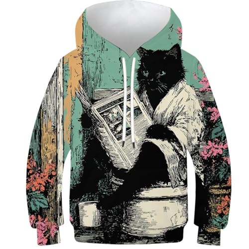 Sweat enfant à capuche chat pour fille et garçon de 12 à 14 ans