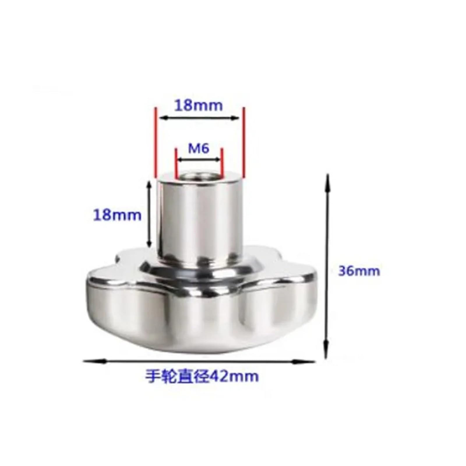 1 pz M6 M8 M10 M12 in Acciaio Inox 304 Filettatura Femmina manopola a Stella Maniglie Dadi di serraggio a Forma di Stella manopole volantino a Prugna(M6 Head 42mm)