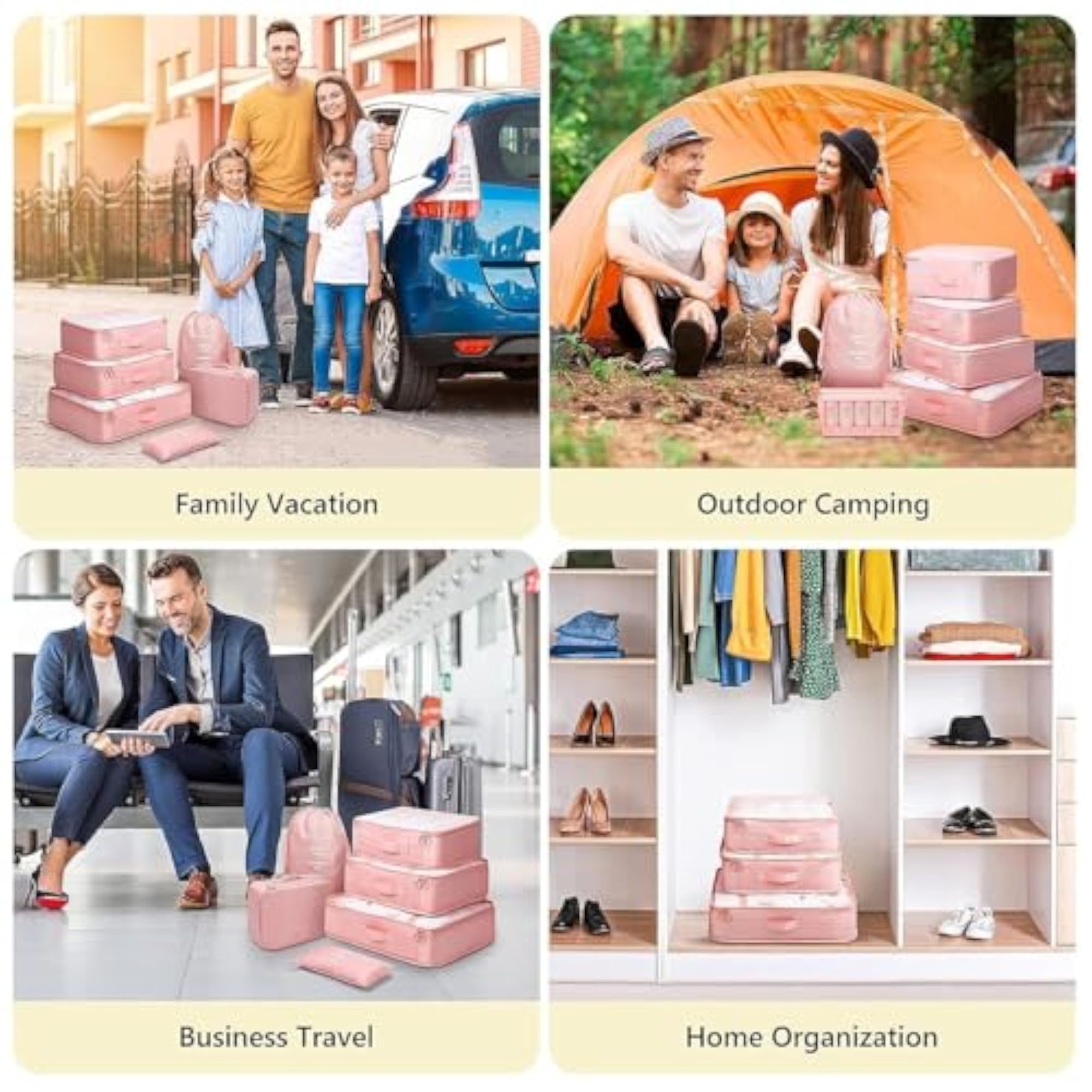 7 Pcs Travel Packing Cubes Set, Foldable & Waterproof Organizers