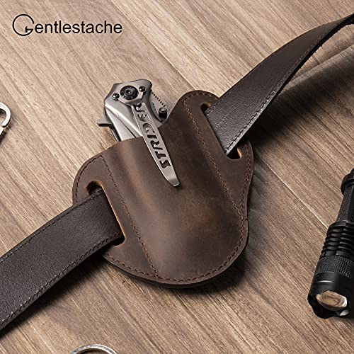 Gentlestache Leather Knife Sheaths for Belt, Pocket Knife Holder, EDC