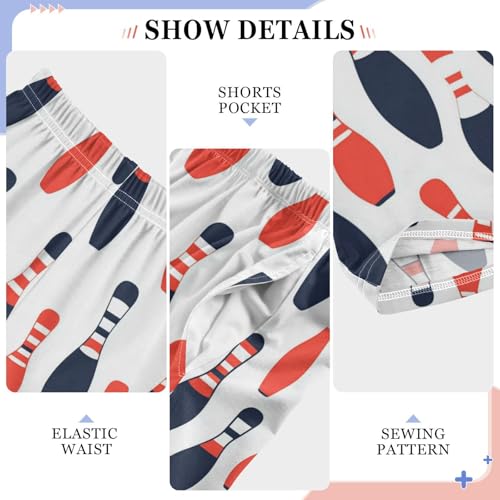 Pajama Bottoms, Bowling Pins Doodle Pattern Sleeping Pant Lounge Wear Pajamas Long Pants Sleepwear PJS4