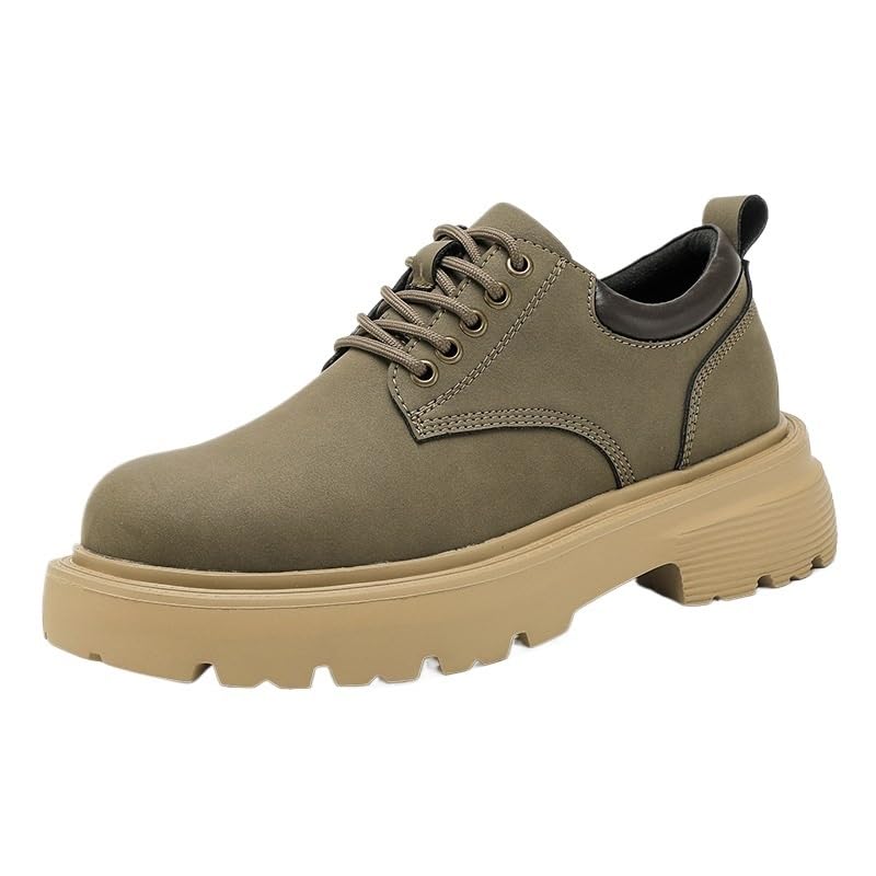 Men's Heightening Rubber Shoes Casual work Shoes Round Heel Versatile Comfortable Breathable Non-slip Lace-up Low-top Outdoor Oxford Shoes for Men(E,7.5)