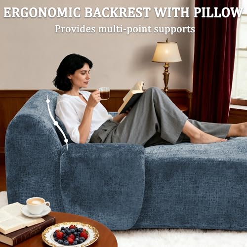 Image of 66 Inches Oversized Chaise Lounge Indoor with Lumbar Pillow