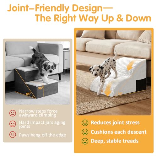 Image of Topmart High Density Extended Foam Dog Ramp&Steps 2 Tiers,11.8 inch High | Non-Slip Dog Stairs,Soft Foam Pet Ladder with Removable Cover,Best for Injured,Older Cats,Pets with Joint Pain