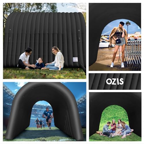 Image of OZIS 20FT Inflatable Tunnel Sports Tunnel Entrance with Installed Blower Inflatable Tunnel Tent for Business Advertising Event Exhibition Promotion,Street,Shop,Supermarket,School(Black 20x10x10FT)