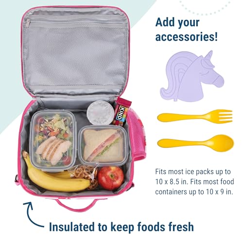 Image of Wildkin Kids ECO rPET Insulated Lunch Box - Keeps Food Hot or Cold, Easy-Clean Lining, Mesh Pockets & BPA-Free - Boys & Girls, Ideal for School, Travel & Daycare - Strawberry
