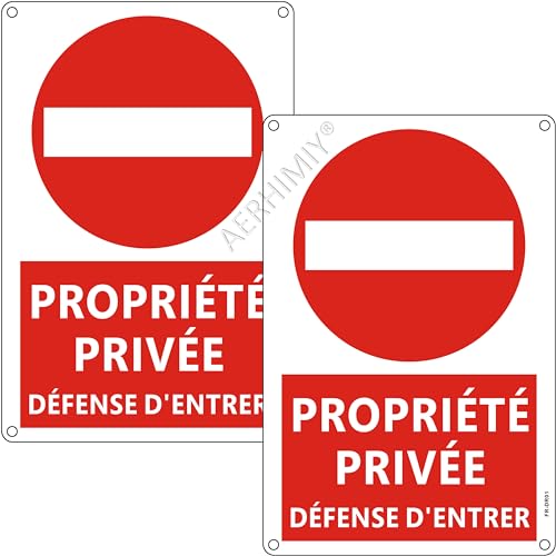 Propriété Privée Défense D'entrer Aluminium Réfléchissant 20×30 cm, 2 Pièces
