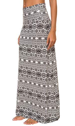 Image of Urban CoCo Women's Stylish Spandex Comfy Fold-Over Flare Long Maxi Skirt