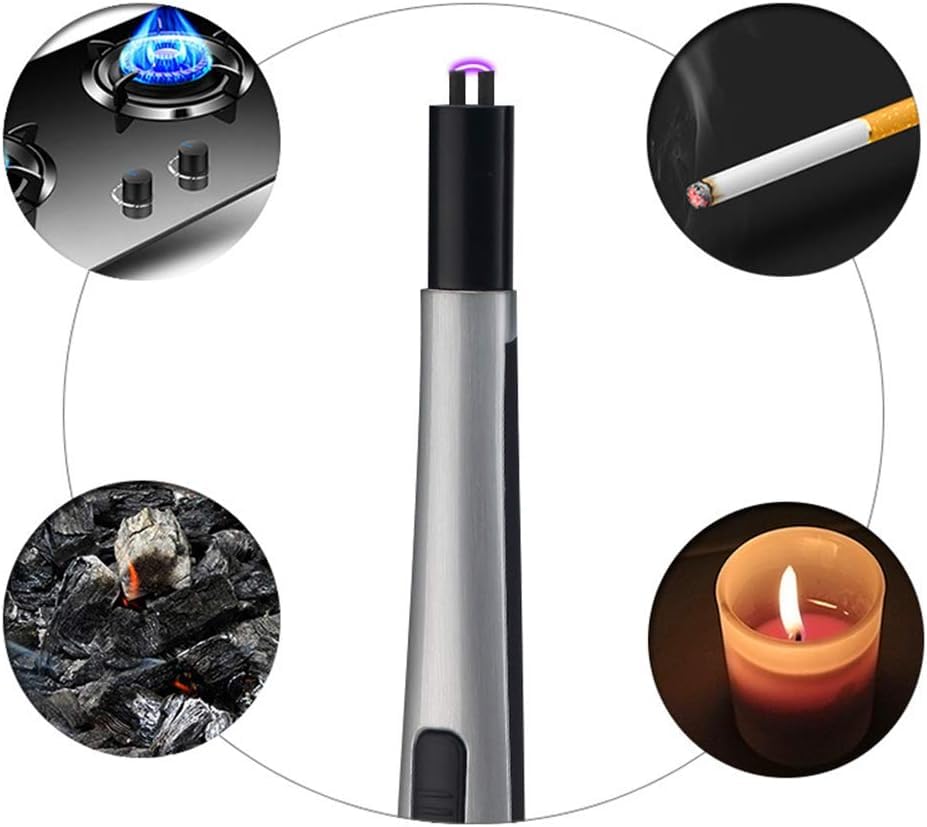 Encendedor electrónico recargable portátil negro con pantalla de batería 7