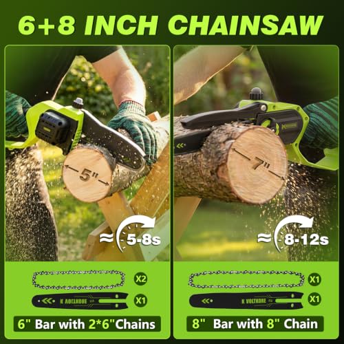 Mini Chainsaw 8 Inch & 6 Inch Bar, Electric Small Chainsaw Battery Powered — view 2