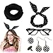 Quxvena Rockabilly Accessoires Damen, Faschingskostüme Verkleidung Damen 50er Jahre Accessoires Rockabilly Damen, Chiffon Schal Brille Bandana Krawatte Stirnband Ohrringe für Fasching Accessoires günstig Kaufen-Quxvena Rockabilly Accessoires Damen, Faschingskostüme Verkleidung Damen 50er Jahre Accessoires Rockabilly Damen, Chiffon Schal Brille Bandana Krawatte Stirnband Ohrringe für Fasching