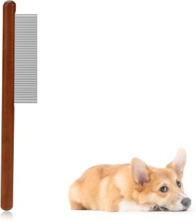 Emily Pets Grooming Comb for Dogs & Cats | Wooden Handle | Flea & Lice Remover | Detangler for Long & Short Hair | Pet Hai... Price In India
