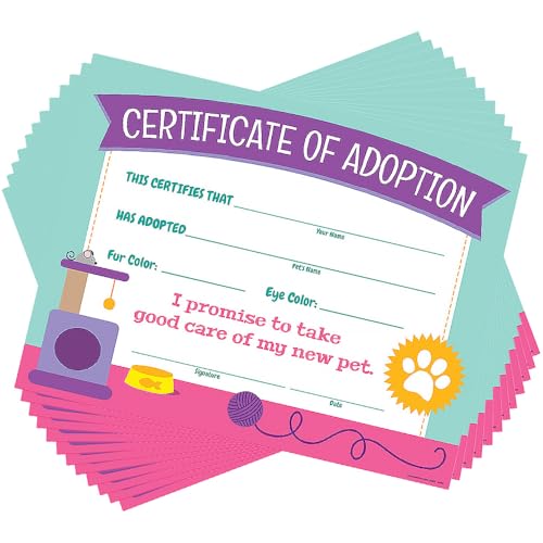 Cat Adoption Certificates - 12 Pieces