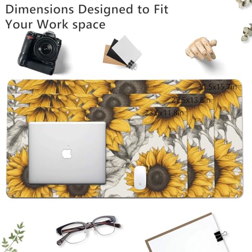 Mouse Pad grande LuGeKe de PU Leather flores miniatura 3
