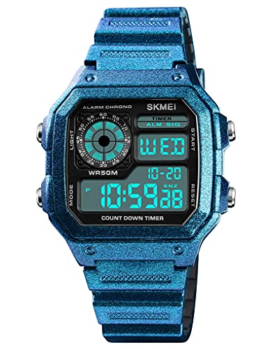 Image of PASOY Men's Digital Multi-Function Watches Dual Time Alarm Stopwatch Countdown Backlight Waterproof Watch