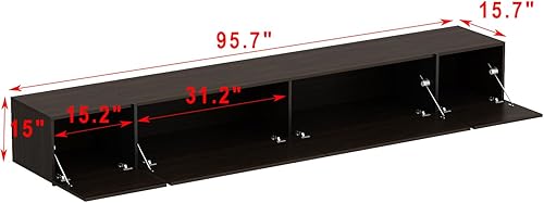 Miniatura 2 de AIEGLE Soporte de TV de 95.1 pulgadas de ancho con 4 cajones abatibles, moderno centro de entretenimiento con almacenamiento, consola multimedia,