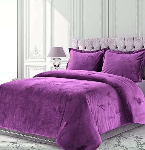Star Linen Velvet Purple Comforter Set Emperor King 3 Piece (Comforter + 2 Pillowcases) Crinkle Crushed 300 Gsm Duvet Venice Velvet Lush Comforter Sherpa Quilt Duvet #TOP1